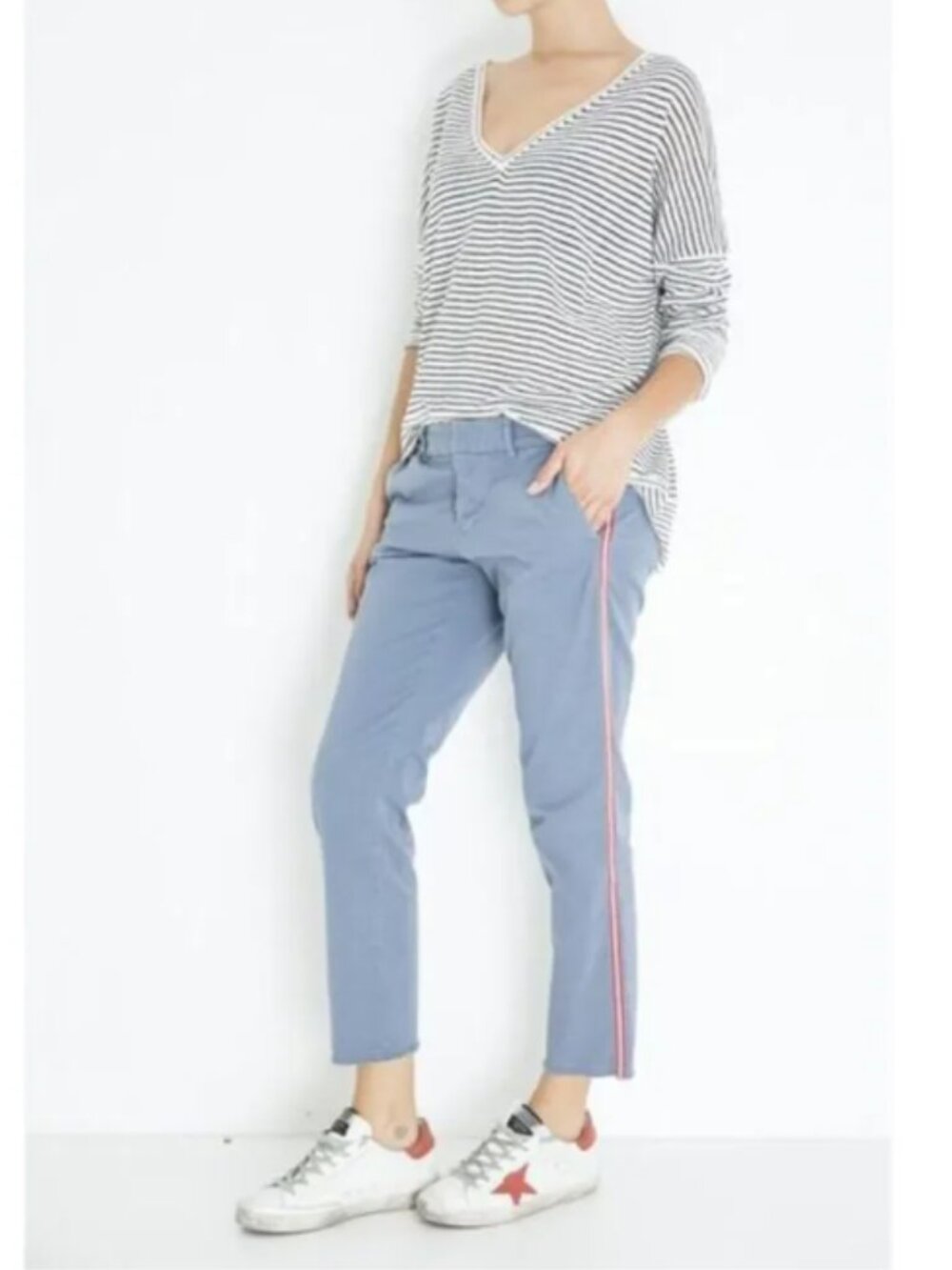 Nili Lotan East Hampton Pants with Side Tape Size 4 Blue